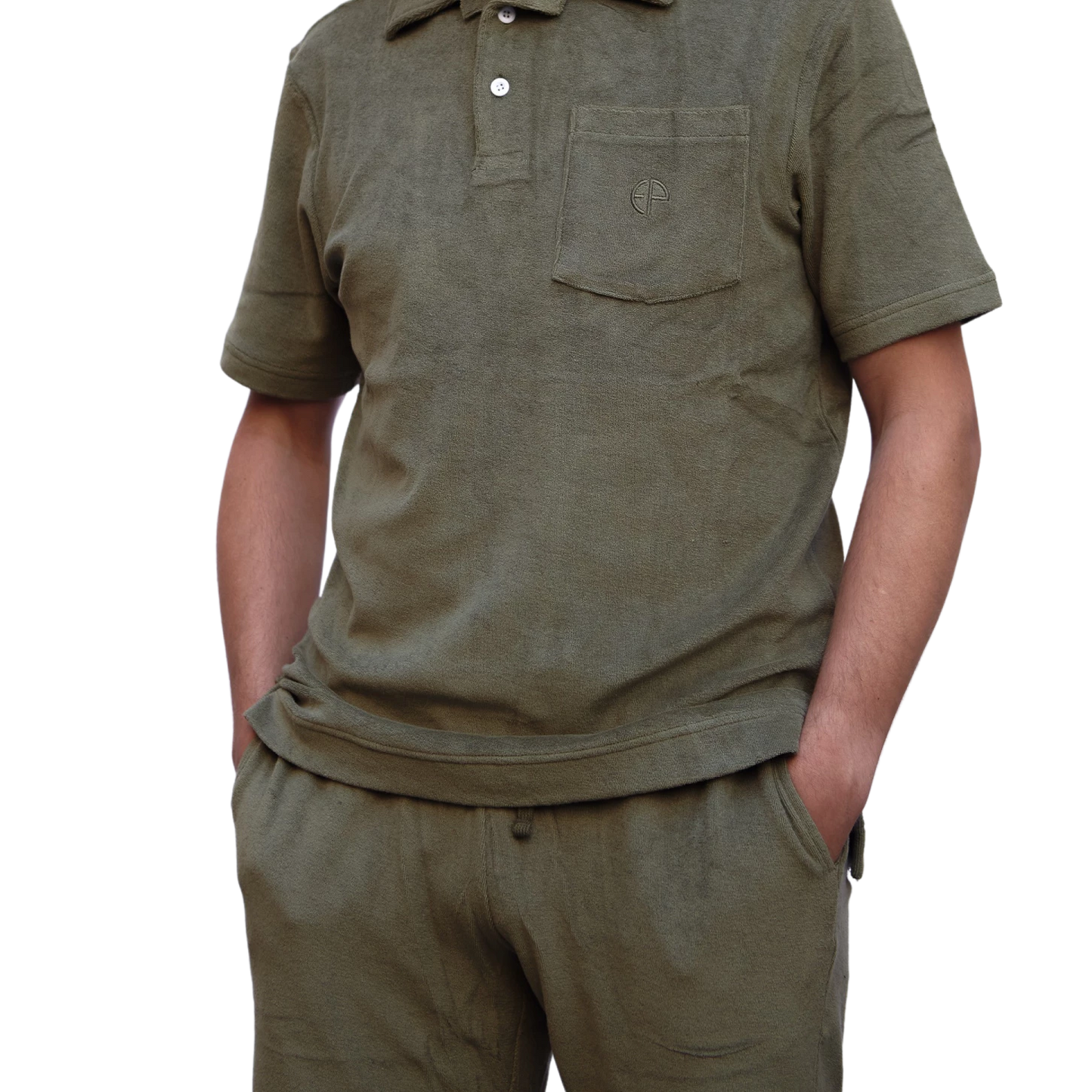 GREEN SHORTS IN COTTON TERRY - SPUGNA DI COTONE