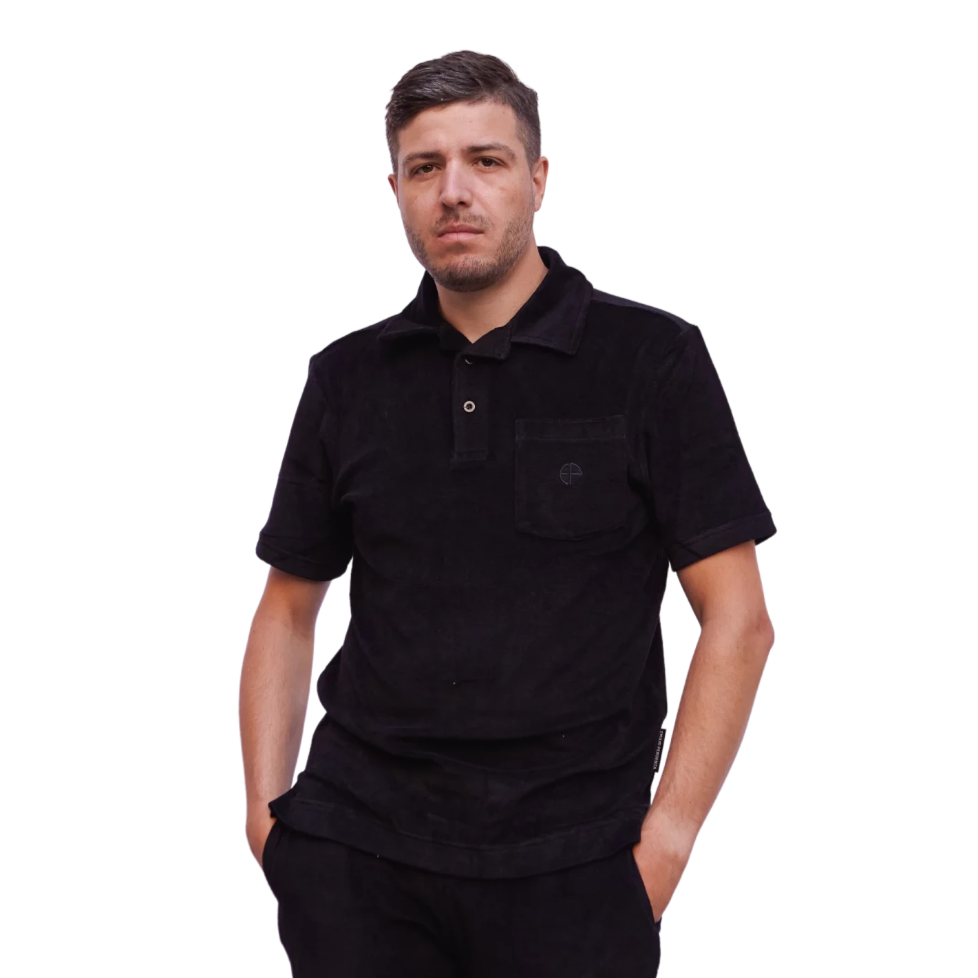 BLACK COTTON TERRY PIQUE - SPUGNA DI COTONE
