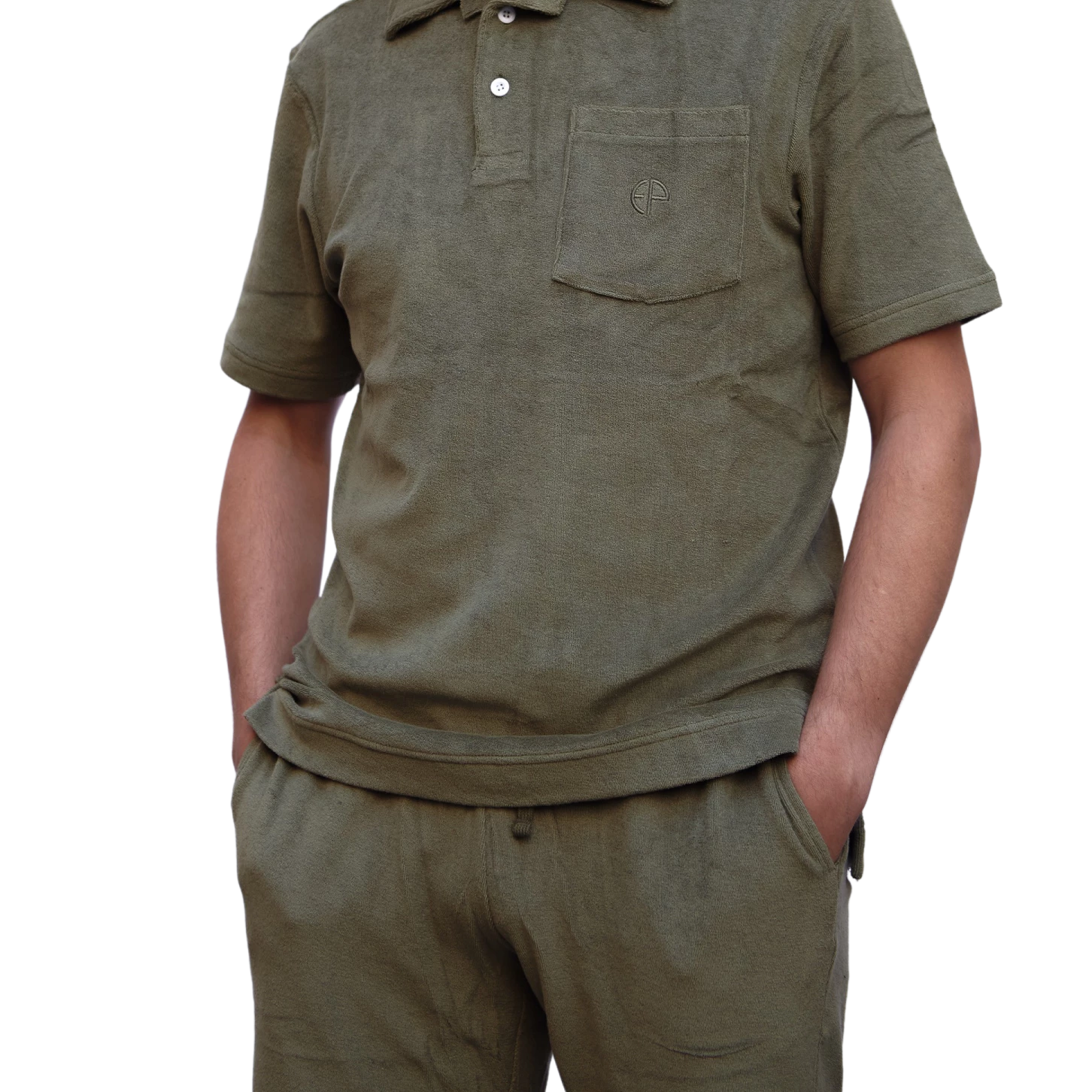 GREEN SHORTS IN COTTON TERRY - SPUGNA DI COTONE